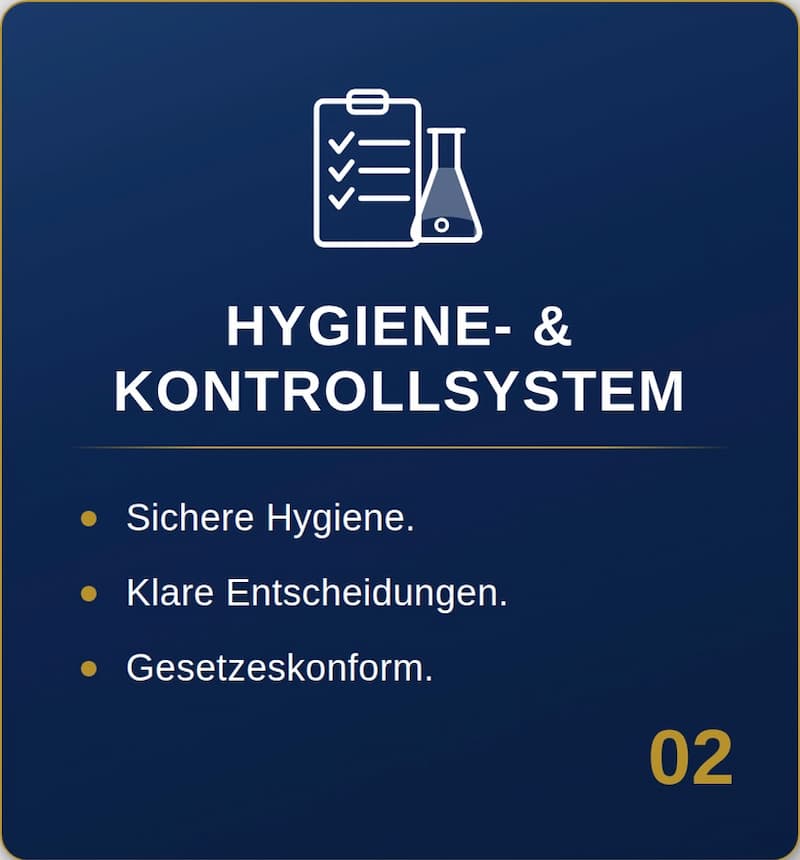 Modul 02 – Hygiene- und Kontrollsystem: Sichere Hygiene, klare Kontrollen, gesetzeskonform dokumentiert.